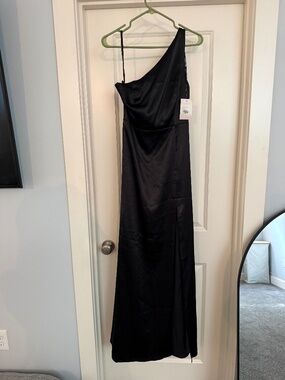 Black Shiny Satin Bridesmaid/Wedding Guest Dress